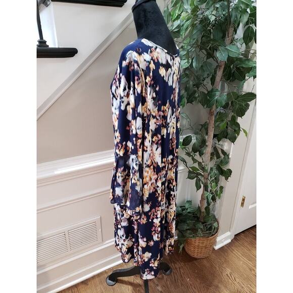 Est 1946 Women's Blue Tie Dye Long Sleeve Round Neck Pullover Shift Dress 18/20W - Picture 7 of 13